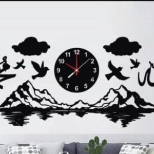 Premium 3D Islamic Wooden Wall Clock – Elegant Modern Decorative Timepiece